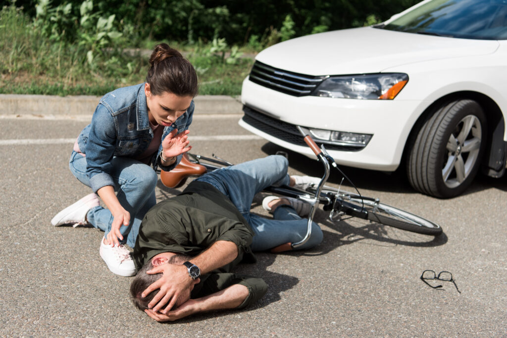 car crash with bicycle injury