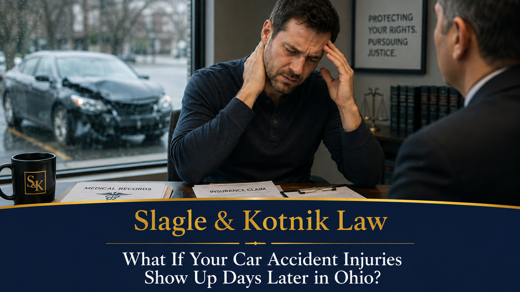Delayed Car Accident Injuries in Ohio Ohio car accident victim experiencing delayed pain after a crash