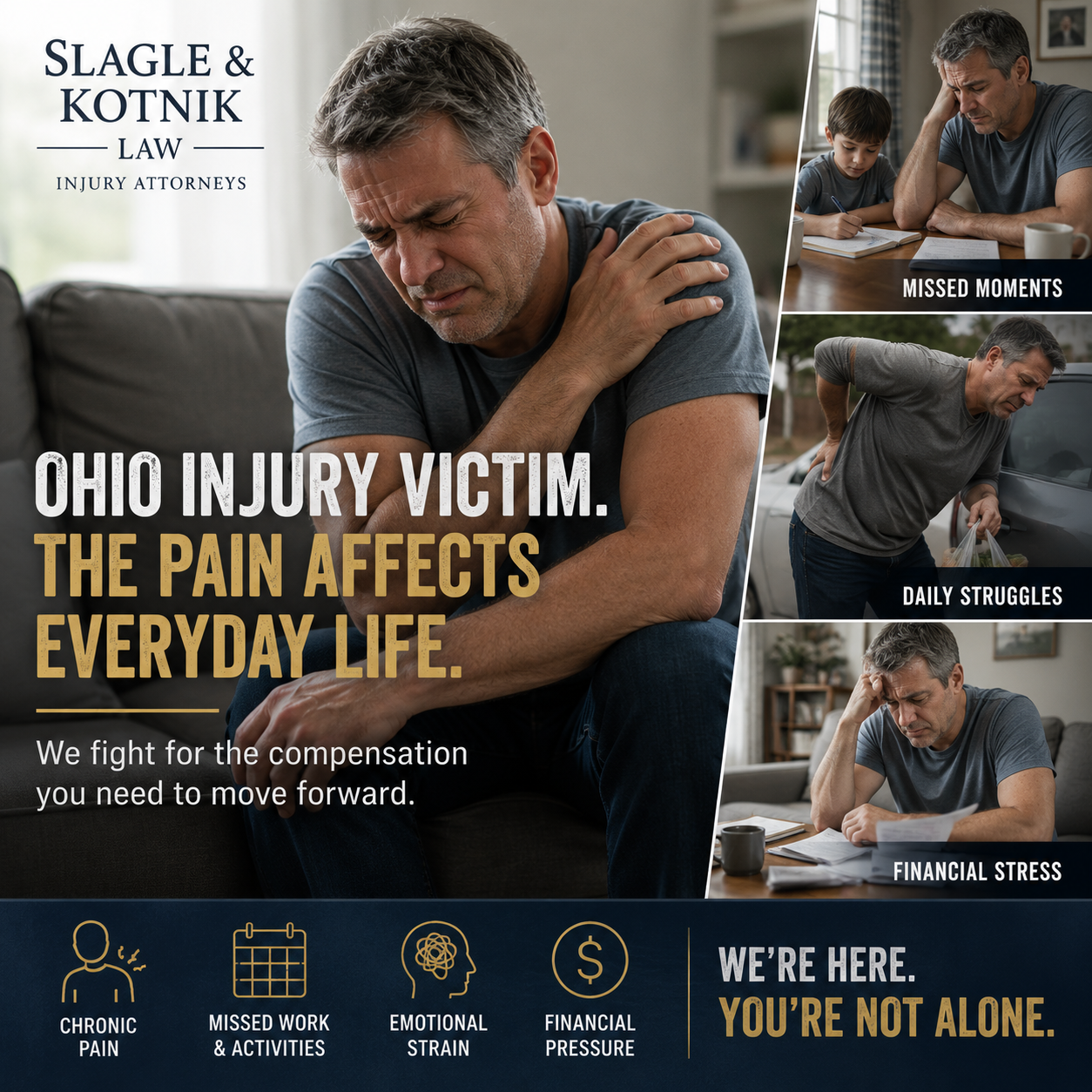 Ohio injury victim experiencing pain that affects everyday life